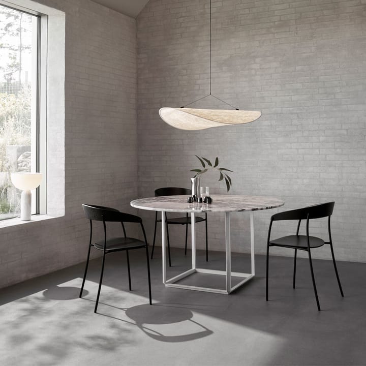 Τραπεζαρία Florence (στρογγυλό), μάρμαρο black marquina, διάμετρος 120 εκ., μαύρο υποστήριγμα New Works