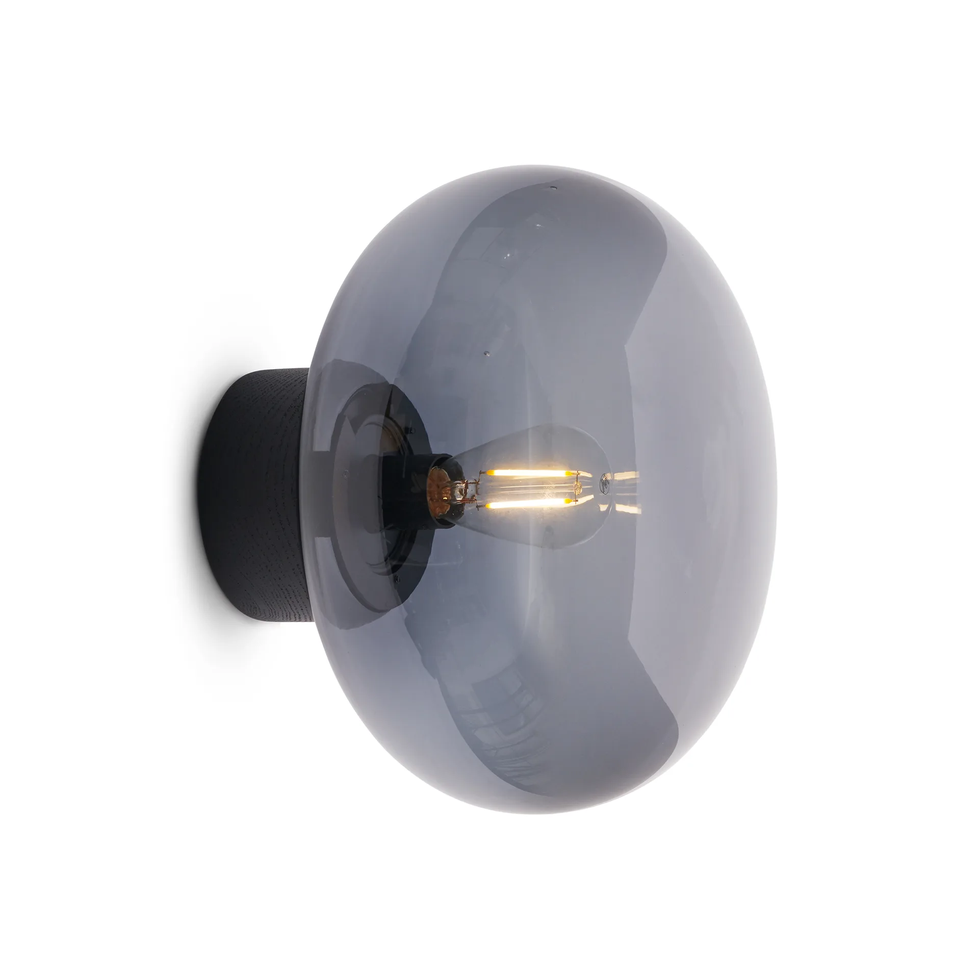 Φωτιστικό τοίχου Karl-Johan, Black stained oak-smoked glass New Works