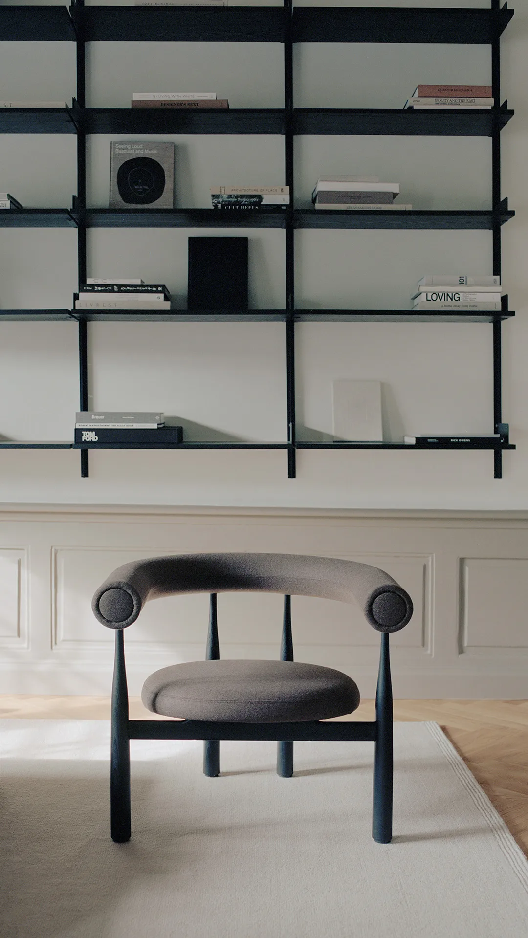 Καρέκλα lounge Bukowski, Black, Wooly Plus 1008 New Works