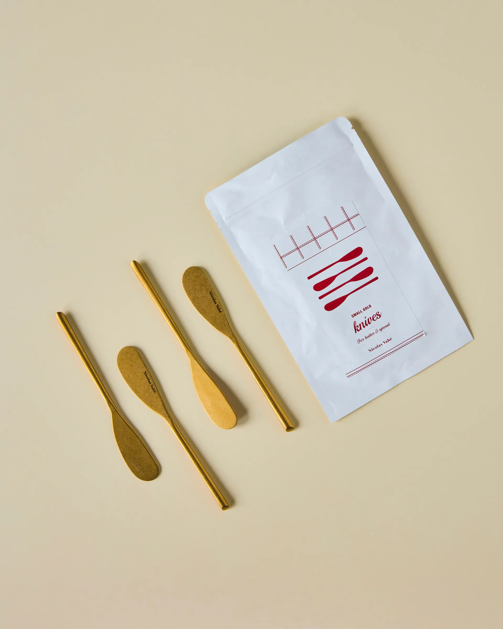 Nicolas Vahé μαχαίρι βουτύρου σετ 4, Αντικατεστημένο χρυσό φινίρισμα Nicolas Vahé