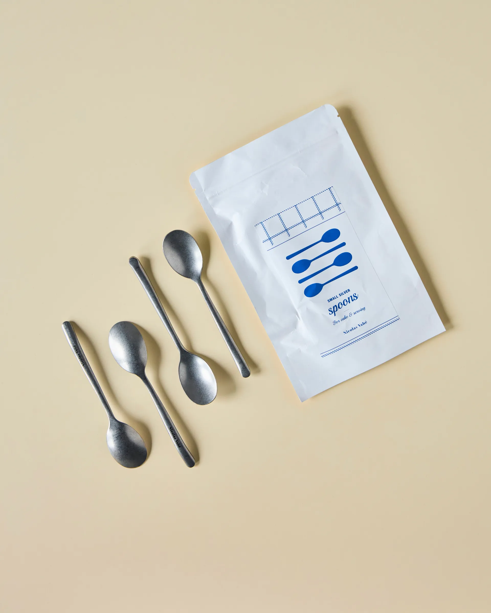Nicolas Vahé κουταλάκια σετ 4, Αντικέ ασημένιο φινίρισμα Nicolas Vahé