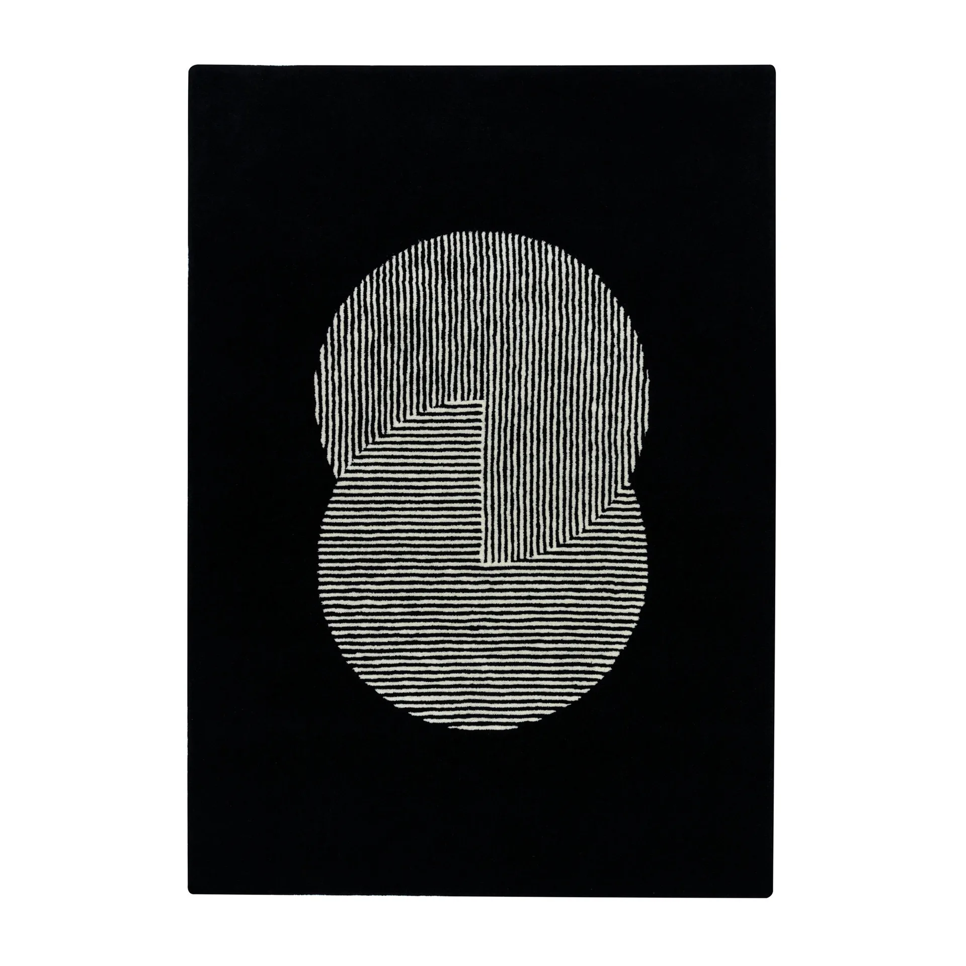 Circles μάλλινο χαλί μαύρο, 170x240 cm NJRD