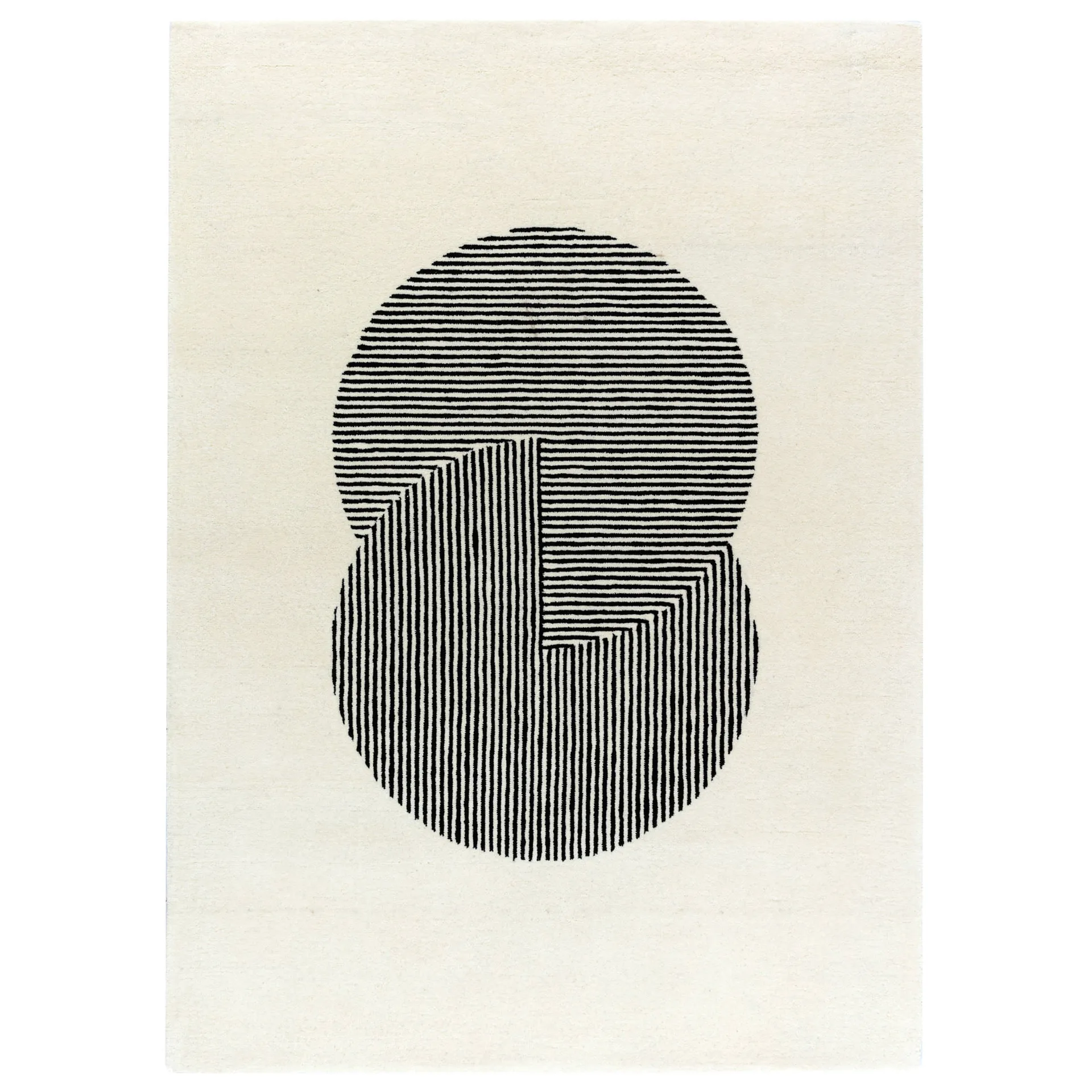 Circles μάλλινο χαλί natural λευκό, 200x300 cm NJRD