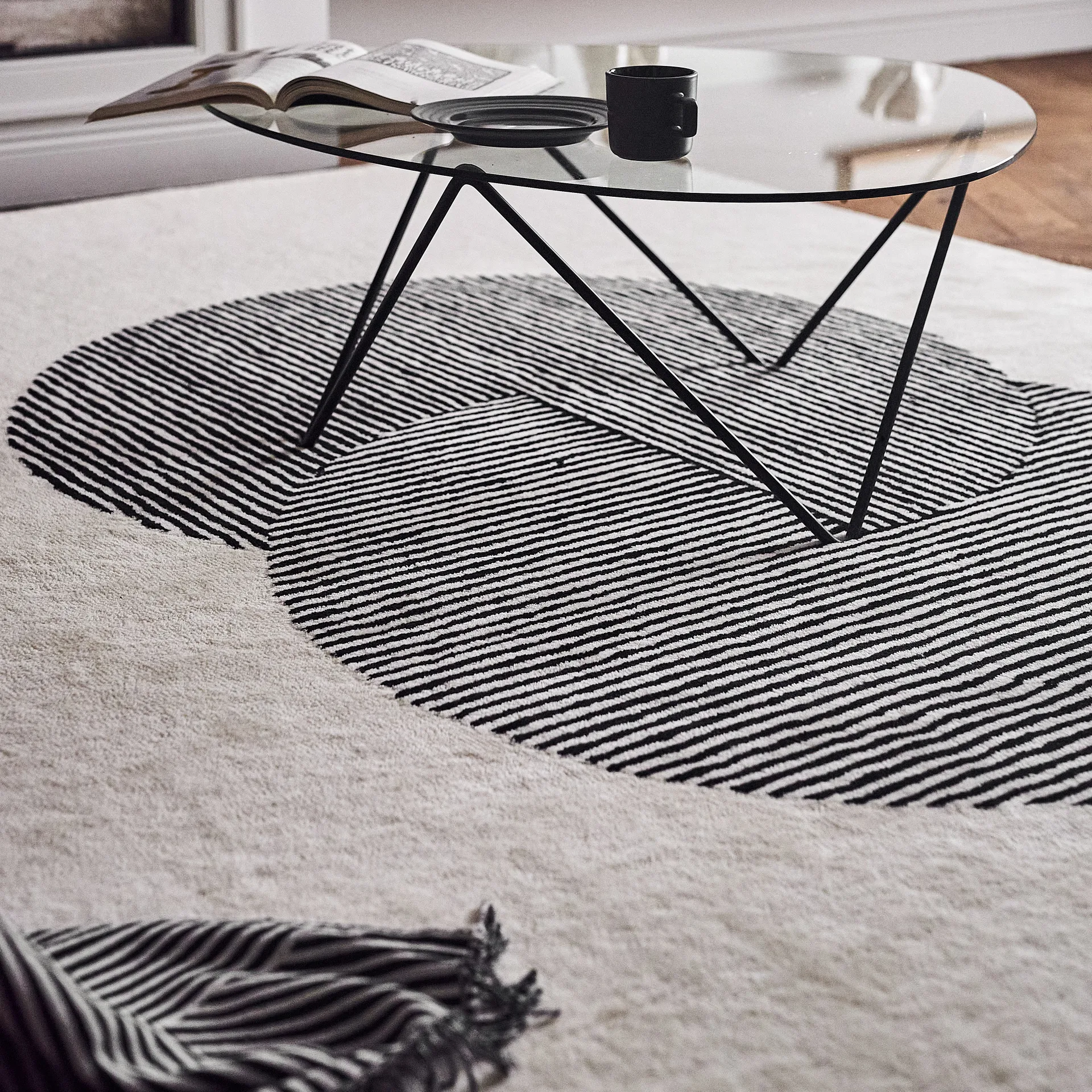 Circles μάλλινο χαλί natural λευκό, 200x300 cm NJRD