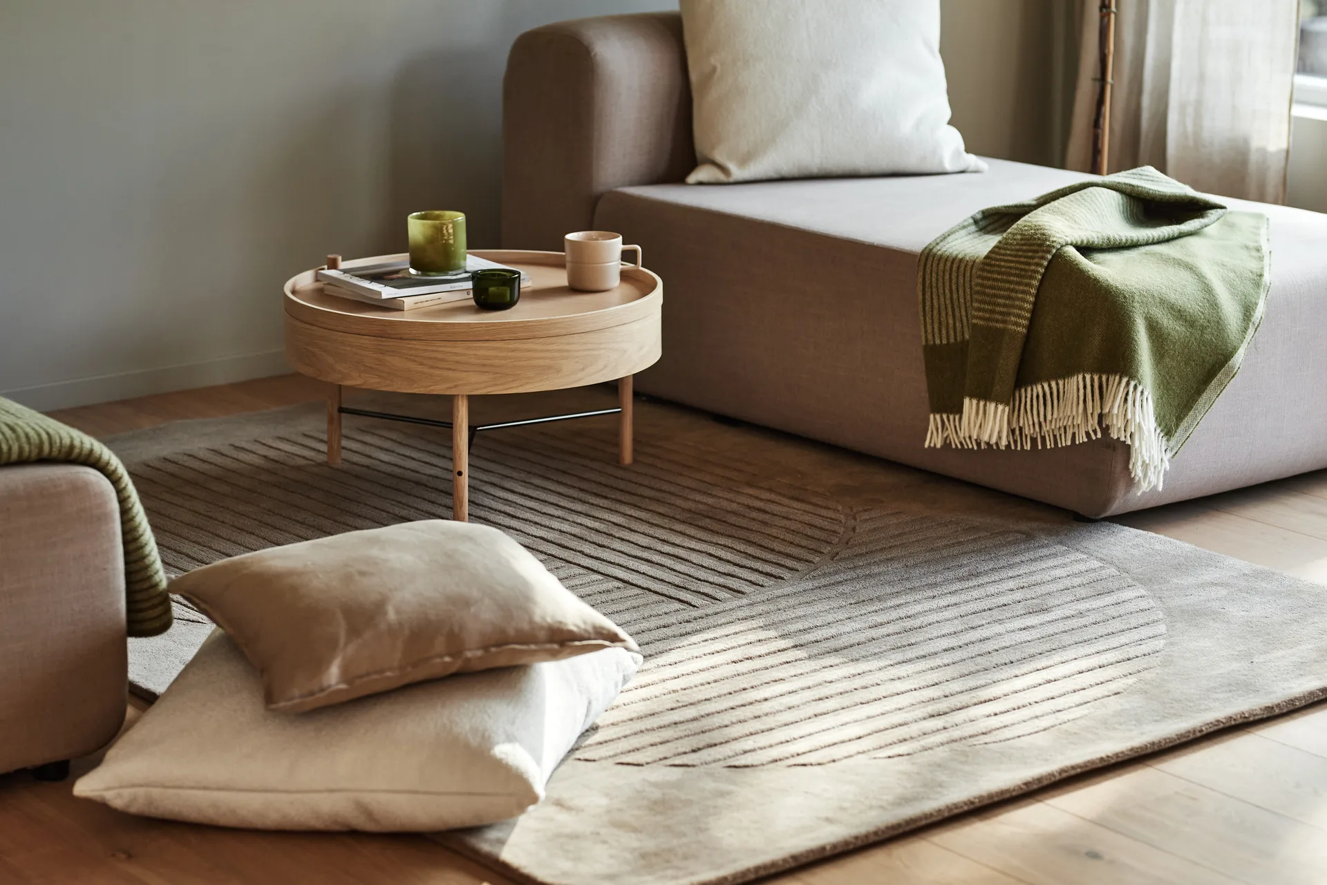 Χαλί από μαλλί Levels Circles, Taupe, 170x240 cm NJRD