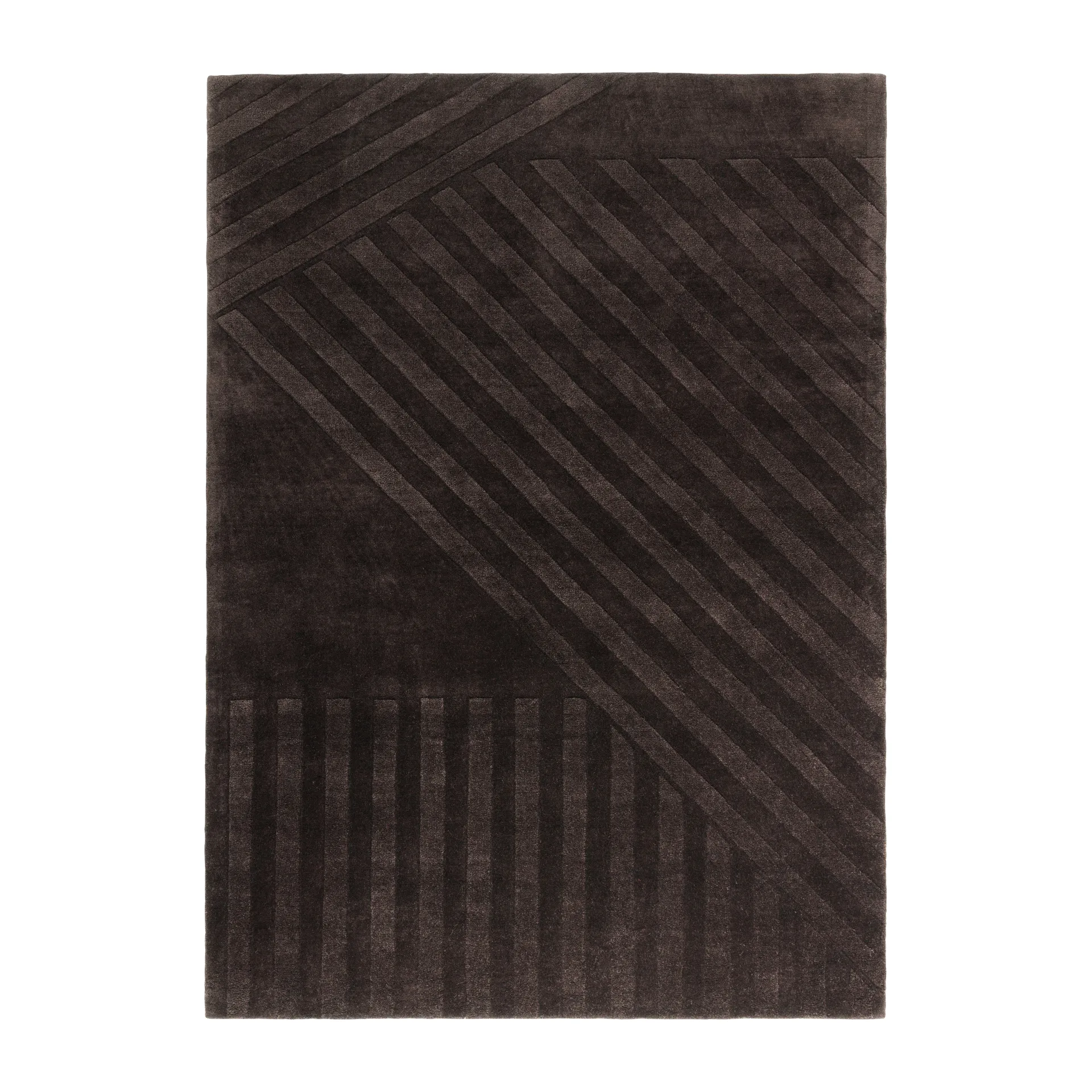 Χαλί από μαλλί Levels Stripes, Καφέ, 170x240 cm NJRD