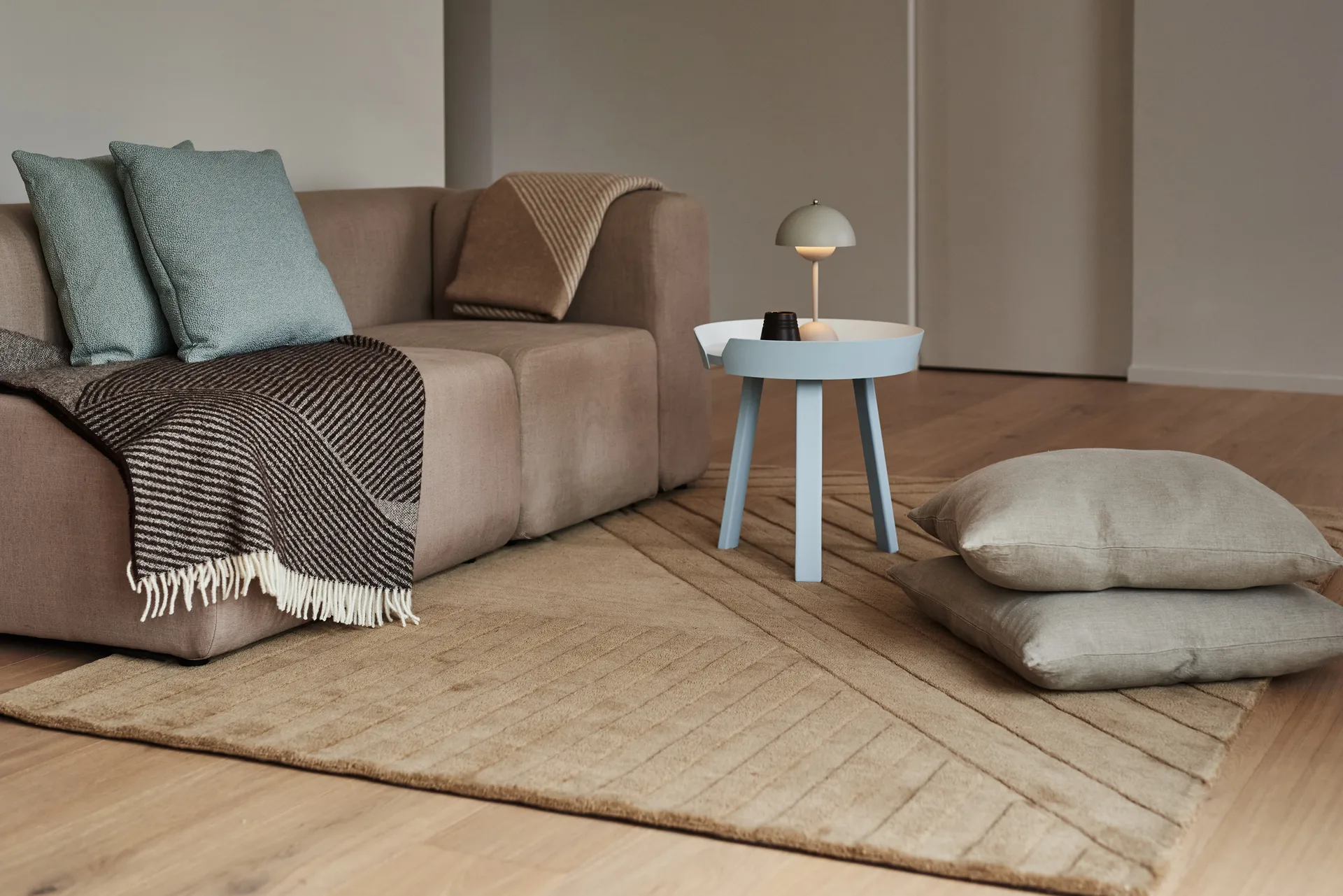 Levels μάλλινο χαλί ριγέ μπεζ, Stripes beige, 170x240 cm NJRD