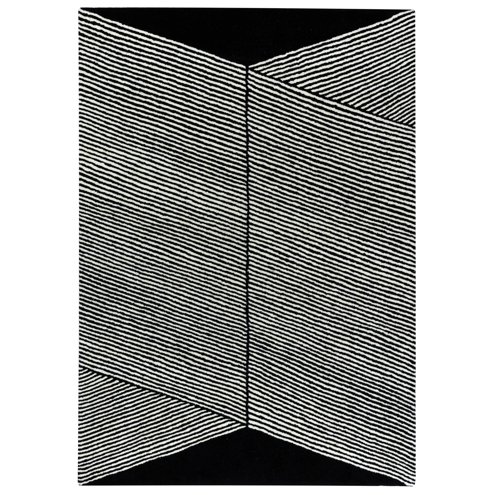 Rectangles μάλλινο χαλί μαύρο, 200x300 cm NJRD