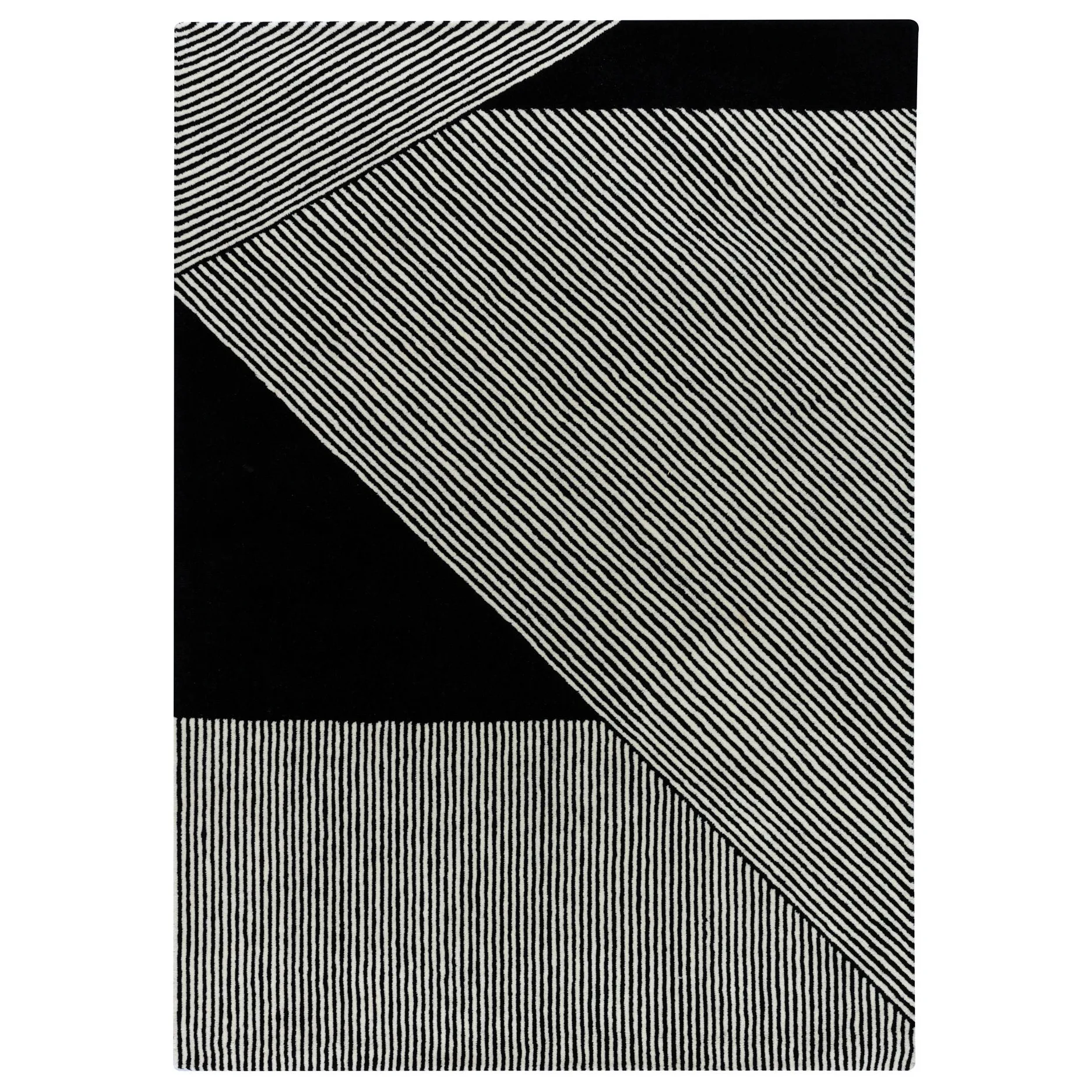 Stripes μάλλινο χαλί μαύρο, 200x300 cm NJRD