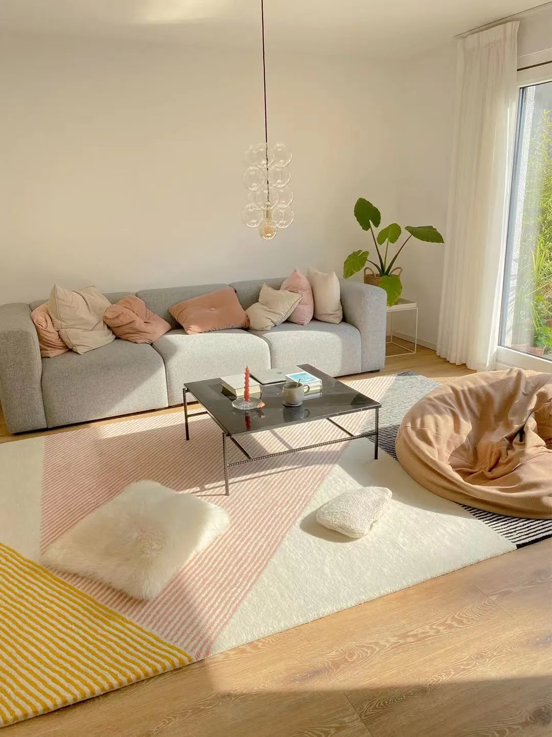 Stripes μάλλινο χαλί ροζ , 200x300 cm NJRD