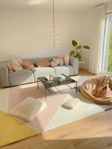 Stripes μάλλινο χαλί ροζ  - 200x300 cm - NJRD