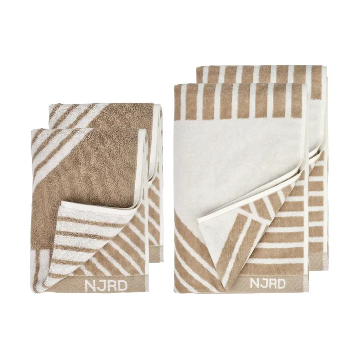 Stripes σετ πετσετών 4 τεμάχια - Μπεζ - NJRD