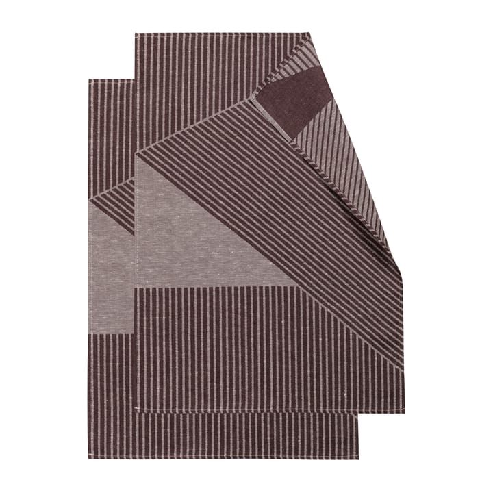 Stripes πετσέτα κουζίνας 47x70 cm συσκευασία 2 τεμαχίων - Καφέ-λευκό - NJRD