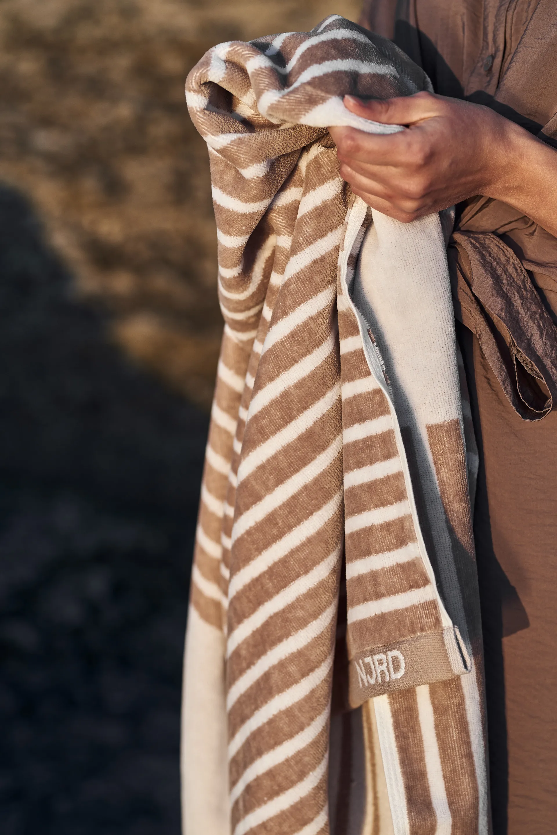 Stripes πετσέτα μπάνιου 70x140 cm, Μπεζ NJRD