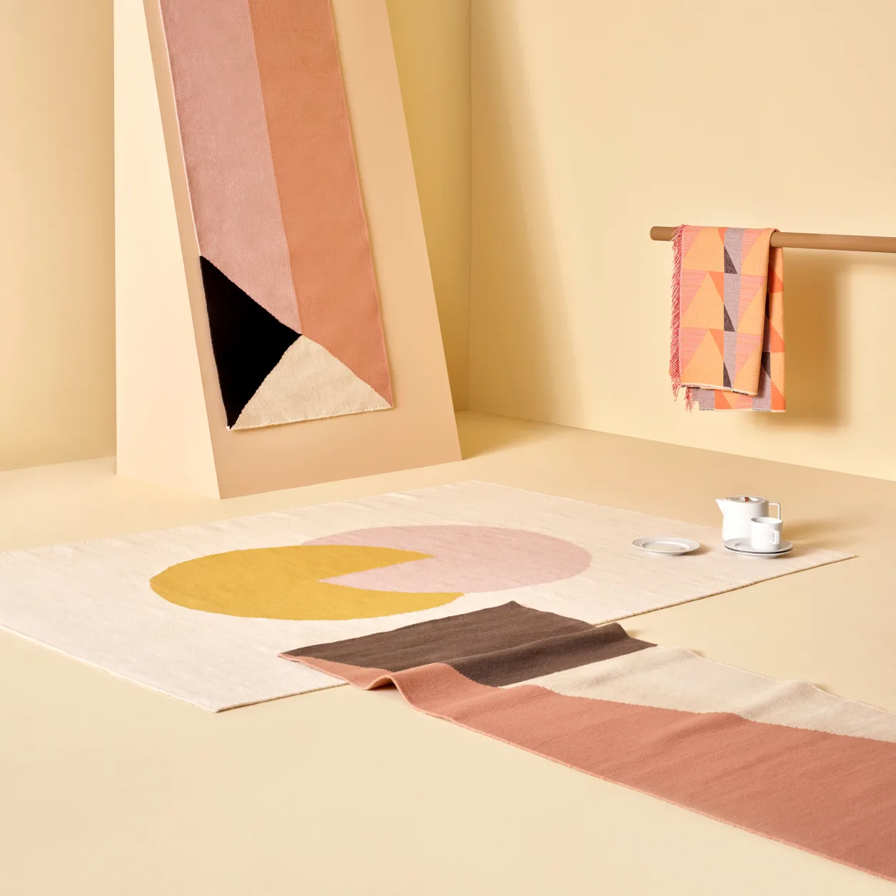 Stripes blocks kelim χαλί ροζ, 80x240 cm NJRD