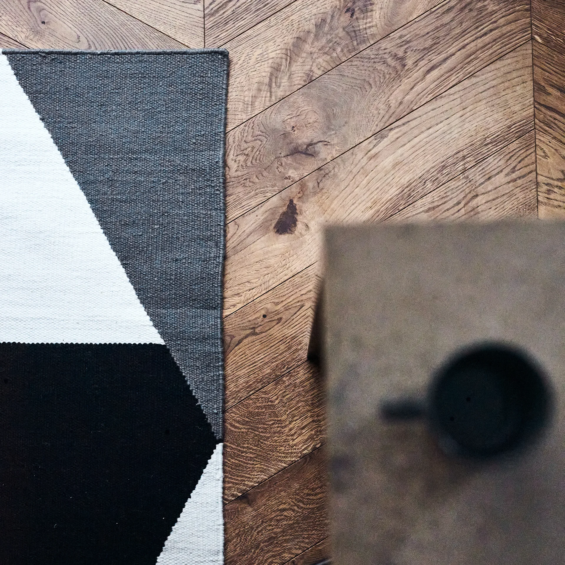 Stripes blocks kelim χαλί μαύρο, 80x240 cm NJRD