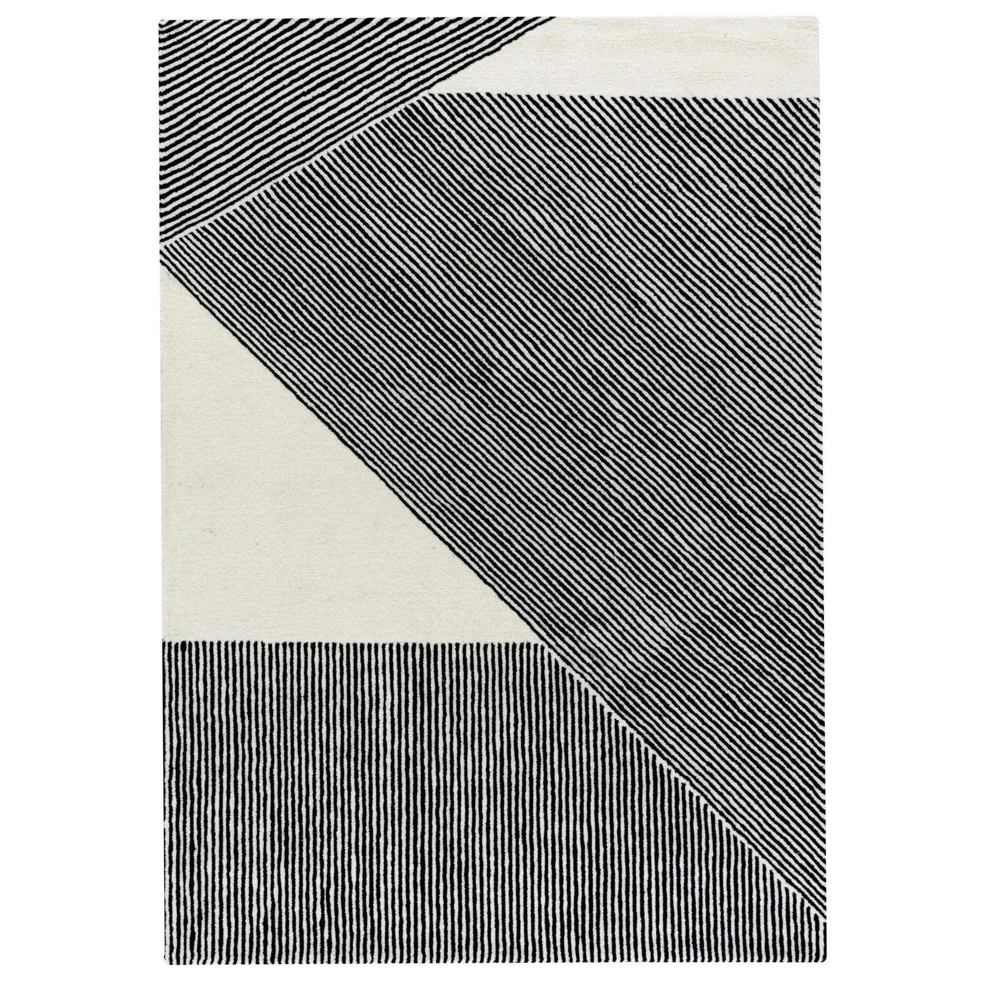Stripes μάλλινο χαλί natural white (λευκό), 200x300 cm NJRD