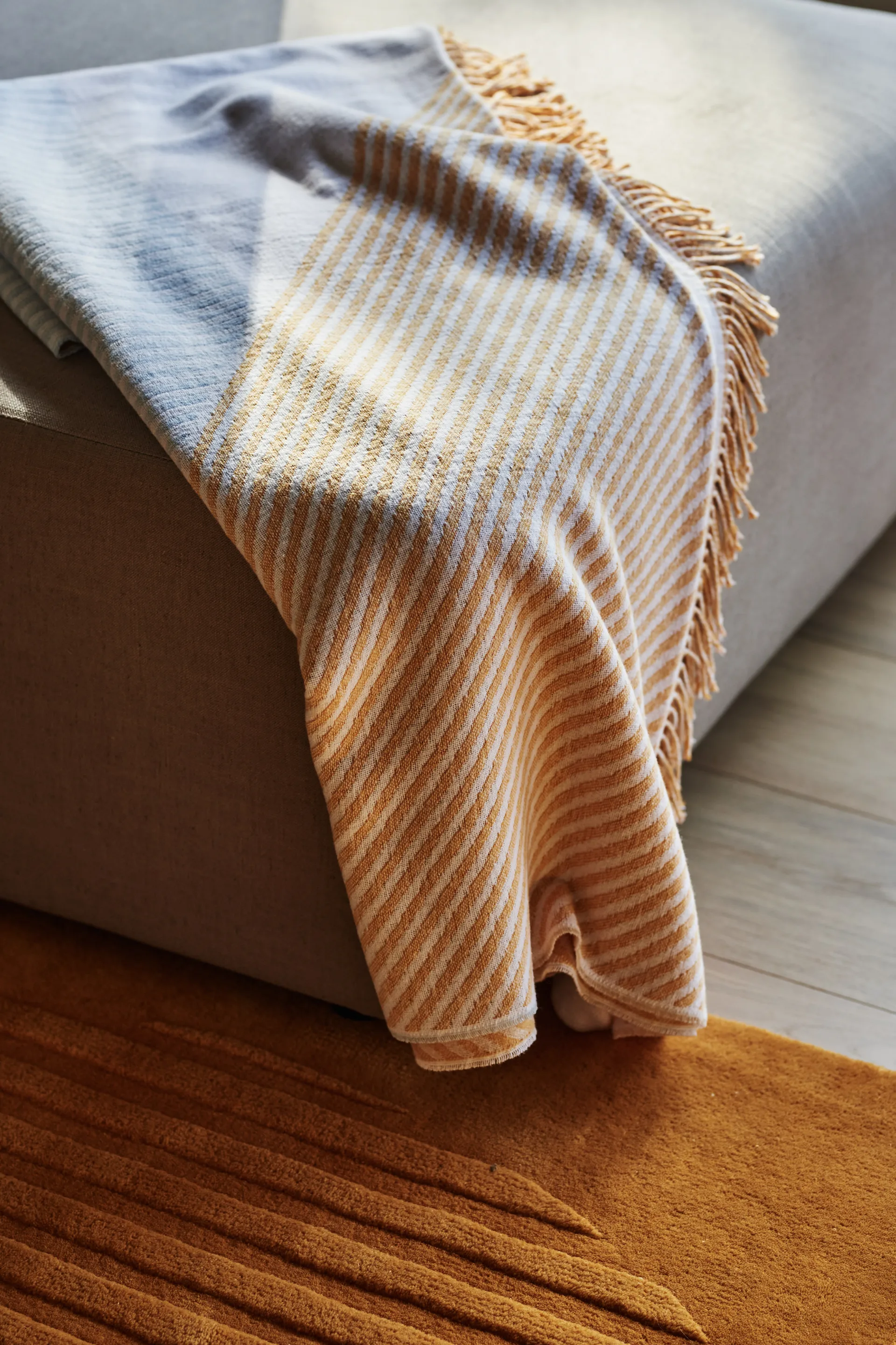 Stripes βαμβακερό ριχτάρι, Κίτρινο NJRD