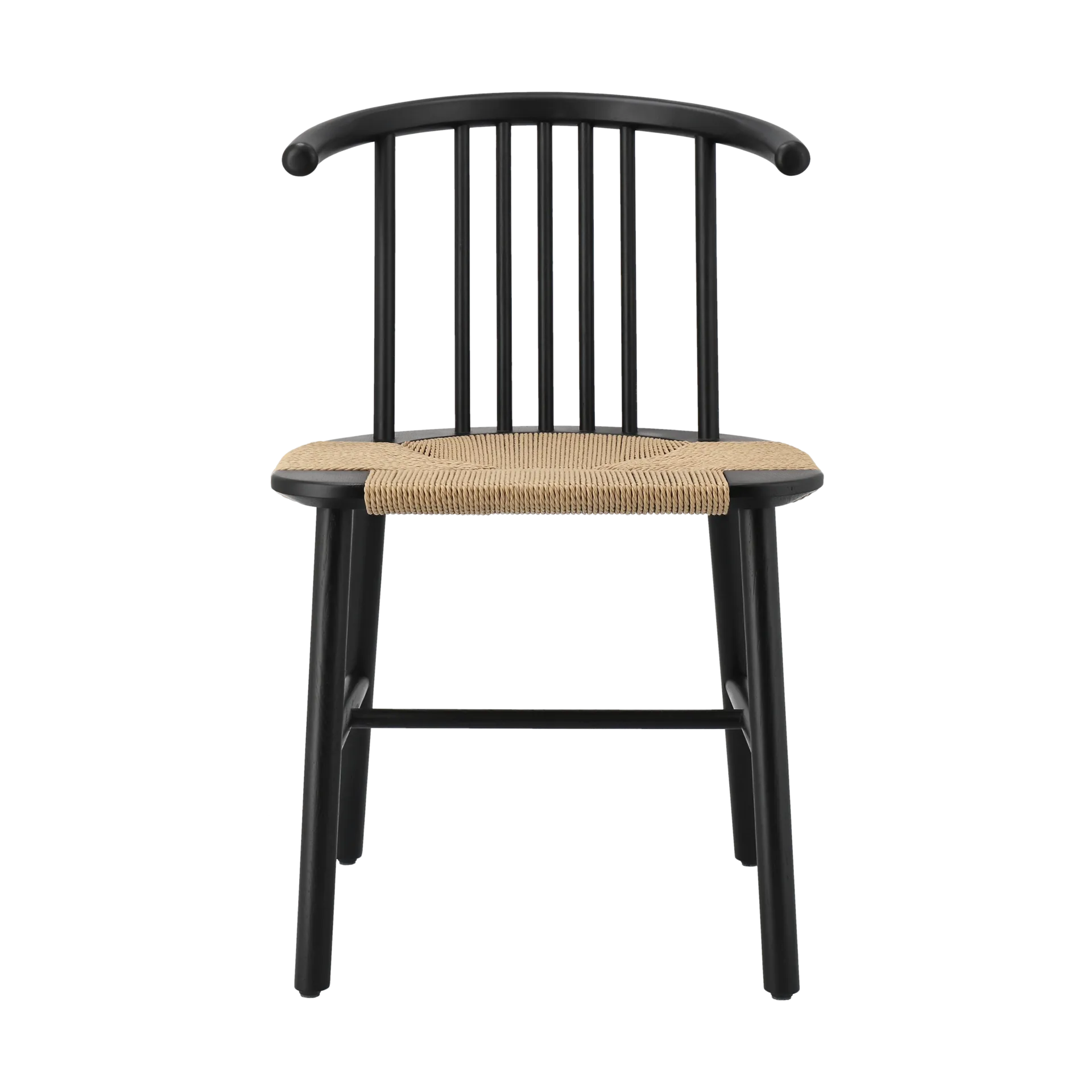 VIOR καρέκλα τραπεζαρίας από ξύλο δρυ/ψάθα, Μαύρη λακαρισμένη δρυς-φύση NJRD
