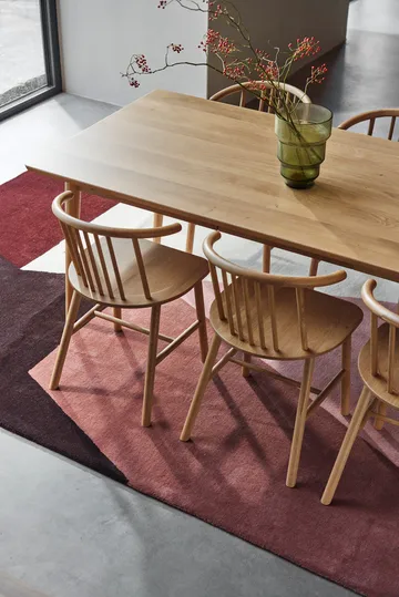 VIOR τραπέζι τραπεζαρίας 120 cm + καρέκλα πακέτο 4 – Λακαρισμένη δρυς‑νάτουρ - NJRD