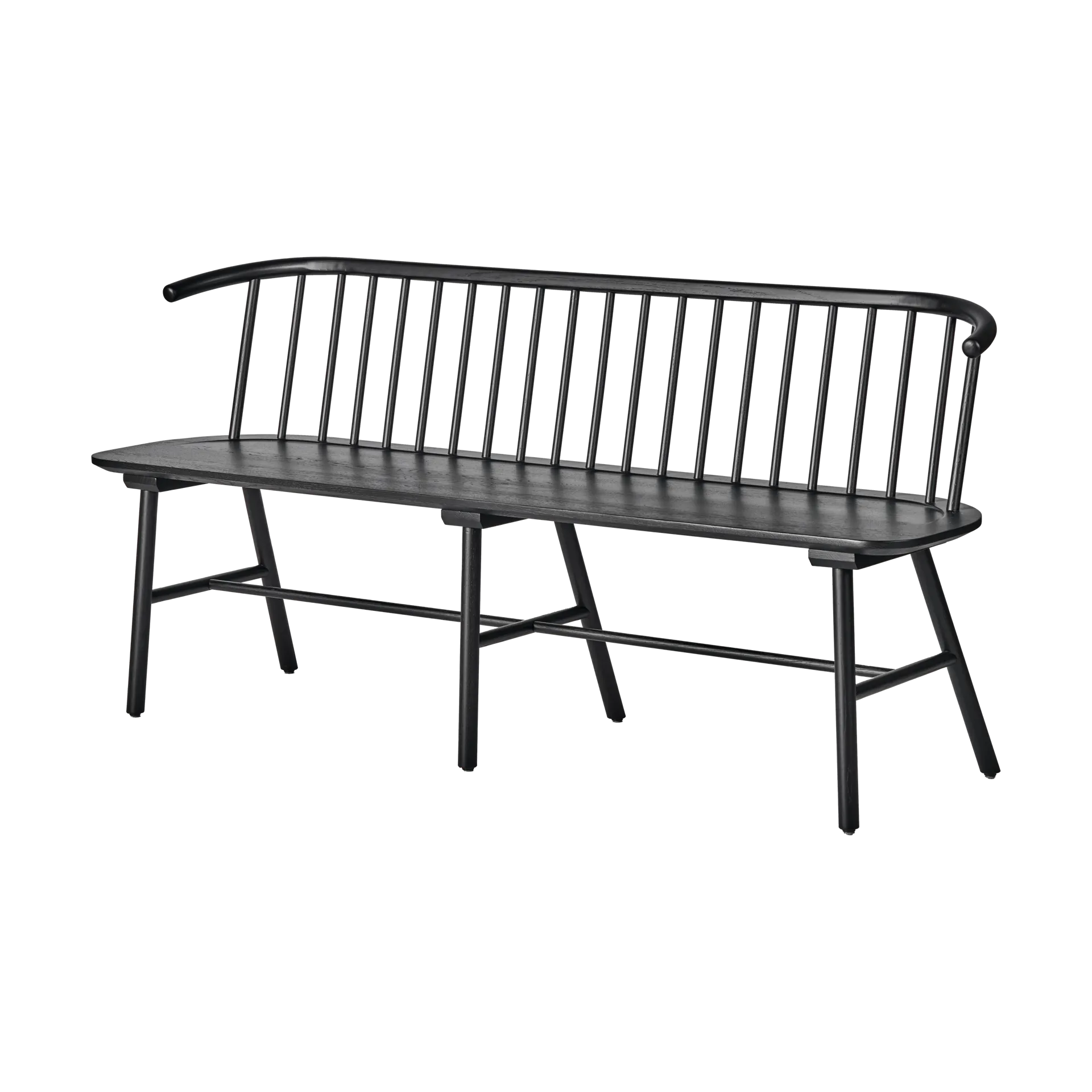 VIOR πάγκος με πλάτη, Μαύρη λακαρισμένη δρυς NJRD