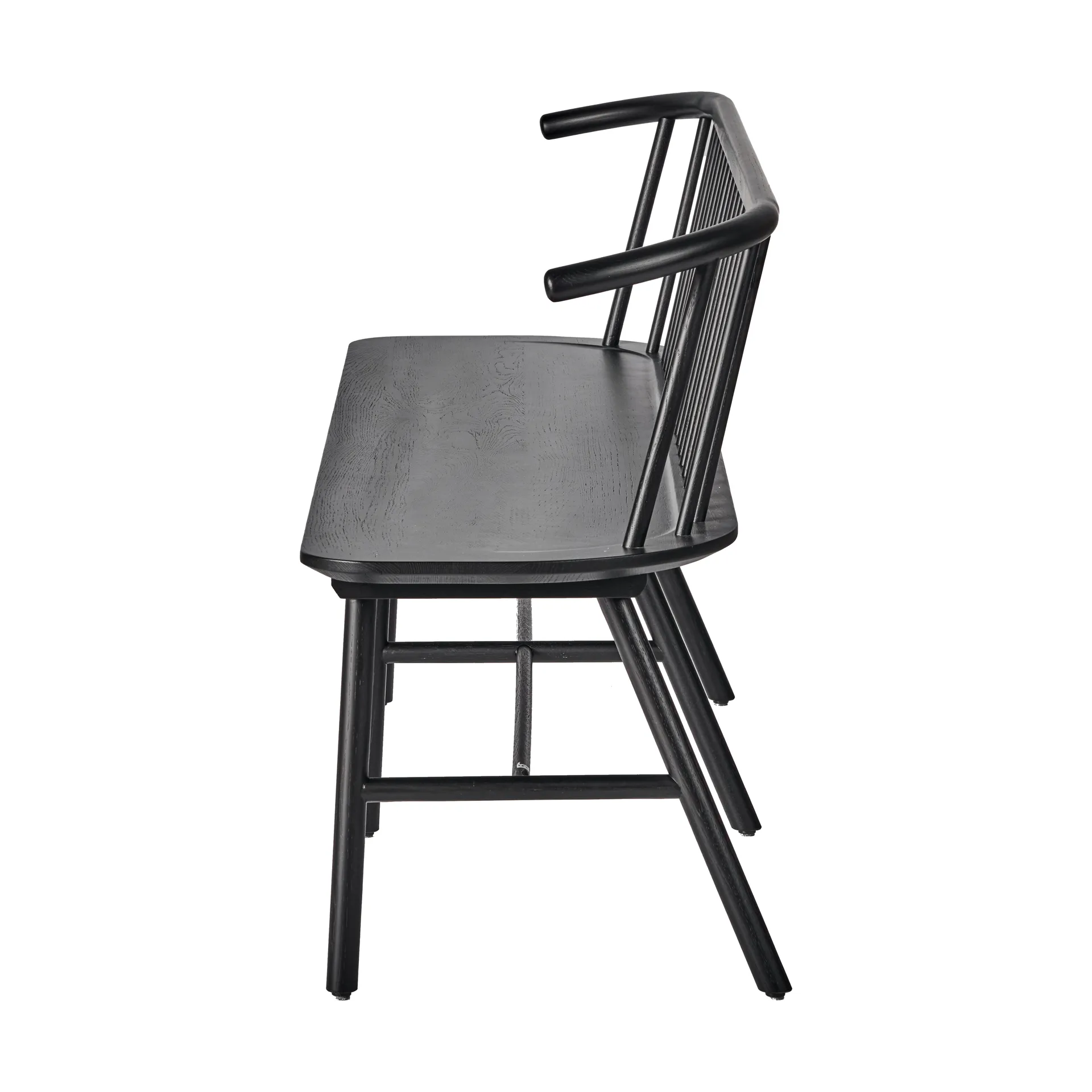 VIOR πάγκος με πλάτη, Μαύρη λακαρισμένη δρυς NJRD