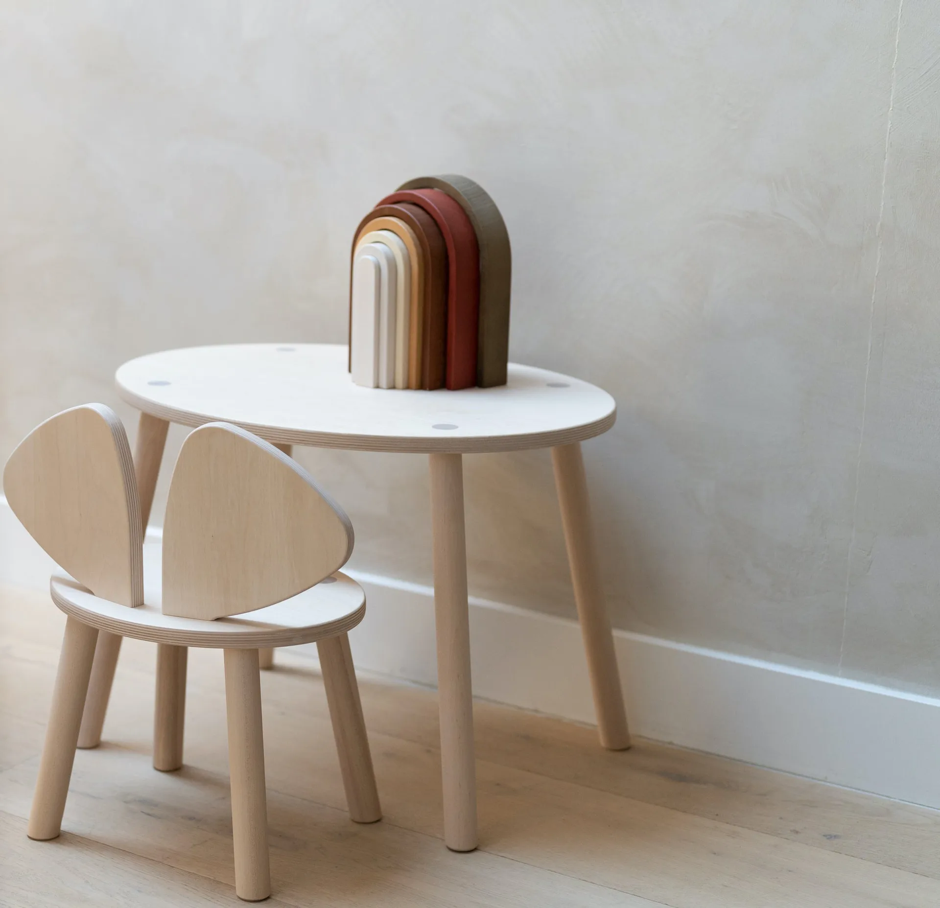 Σετ παιδικών επίπλων Mouse (καρέκλα + τραπέζι), Οξιά Nofred