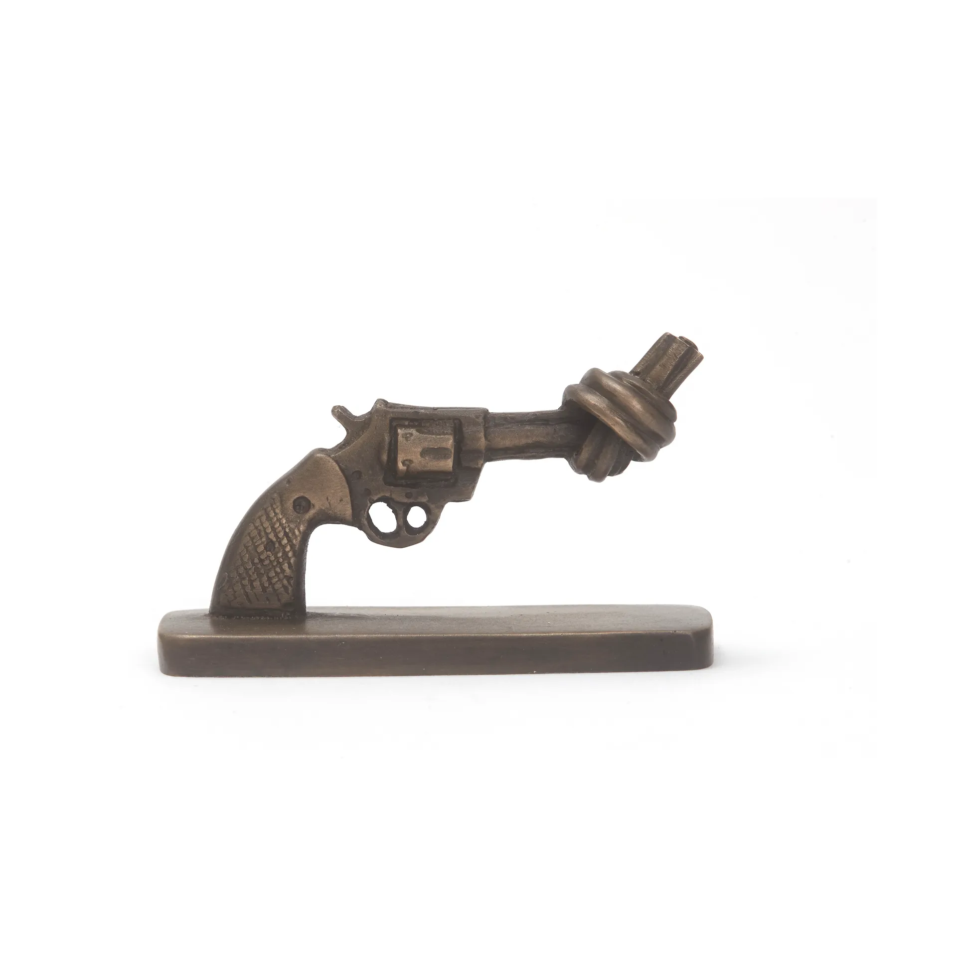 Knotted Gun mini 7 cm, Ματ μπρούντζος Non Violence