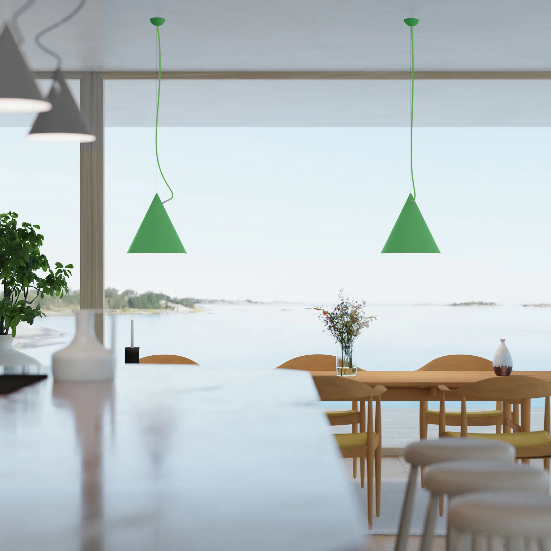 Κρεμαστό φωτιστικό Castor 40 cm, Ανοιχτό πράσινο-ανοιχτό πράσινο-ασημί Noon