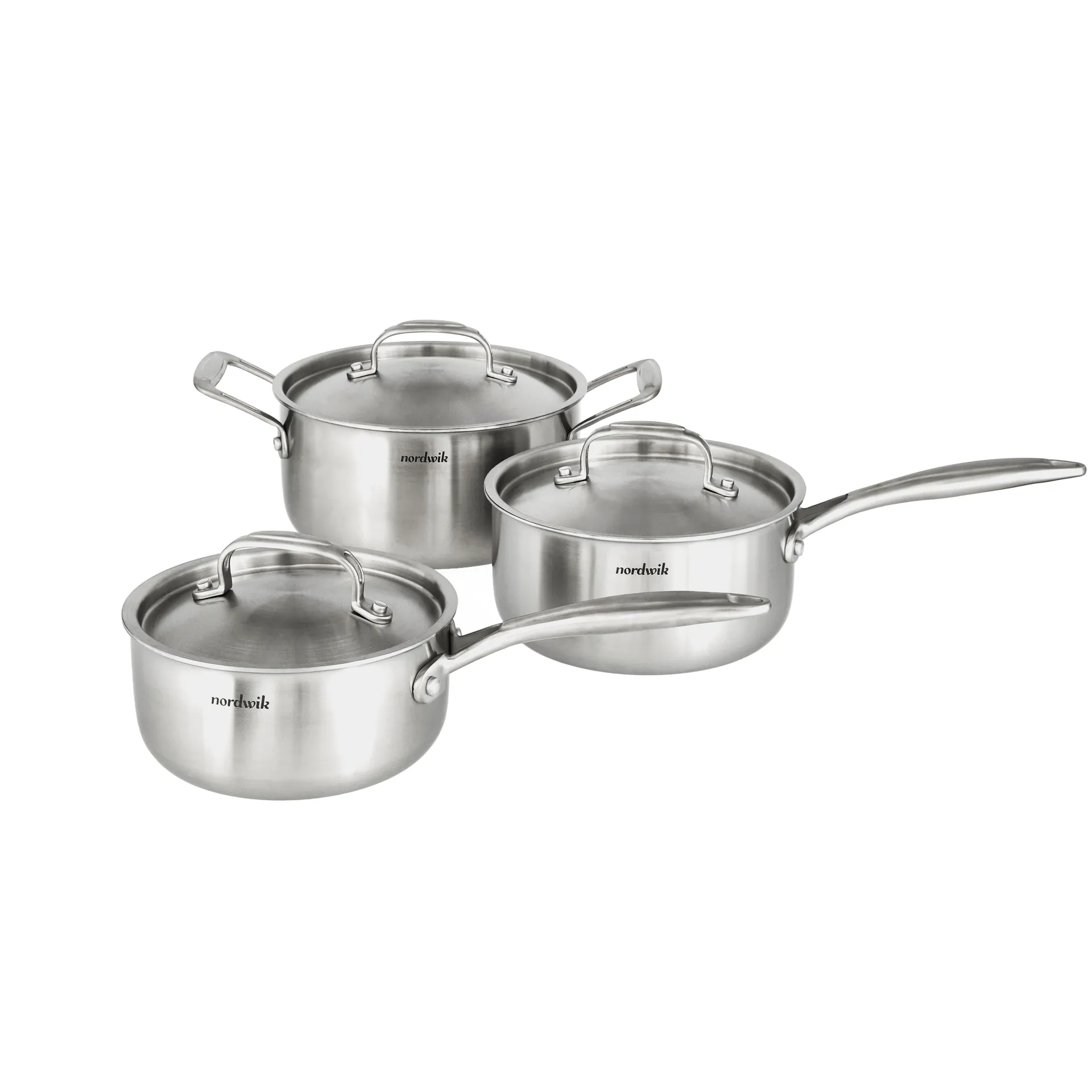 Σετ Κατσαρολών Nordwik 3-ply 3 τεμάχια, 1.5 L, 2 L, 3 L Nordwik