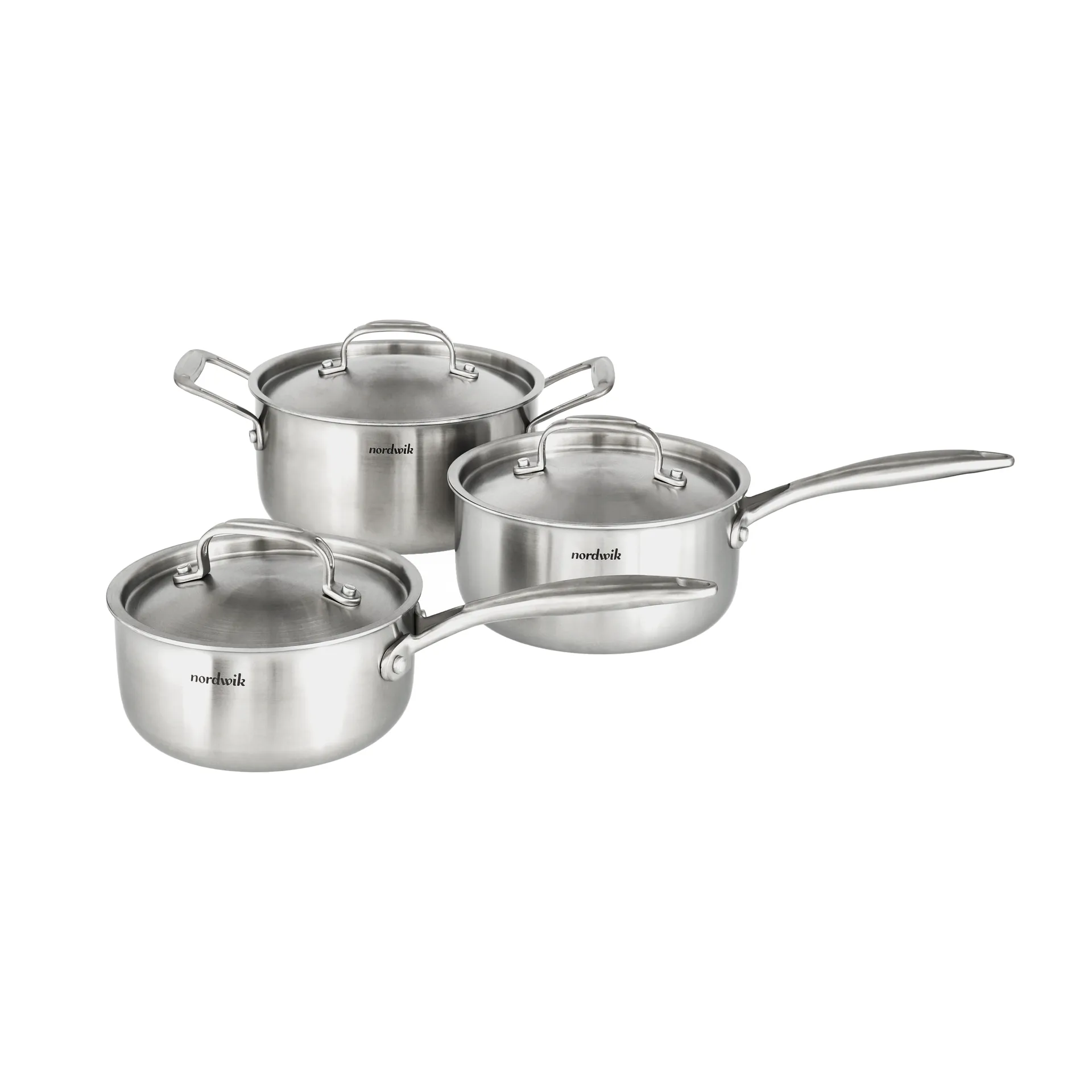 Σετ Κατσαρολών Nordwik 3-ply 3 τεμάχια, 1.5 L, 2 L, 3 L Nordwik