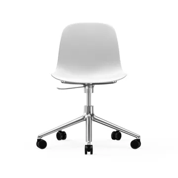 Form περιστρεφόμενη καρέκλα, καρέκλα γραφείου 5W - άσπρο, αλουμίνιο, τροχοί - Normann Copenhagen