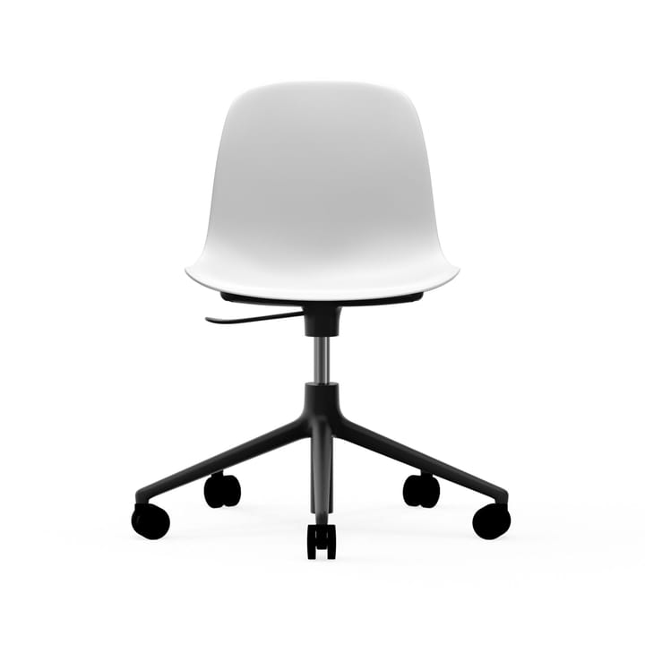 Form περιστρεφόμενη καρέκλα, καρέκλα γραφείου 5W - άσπρο, μαύρο αλουμίνιο, τροχοί - Normann Copenhagen