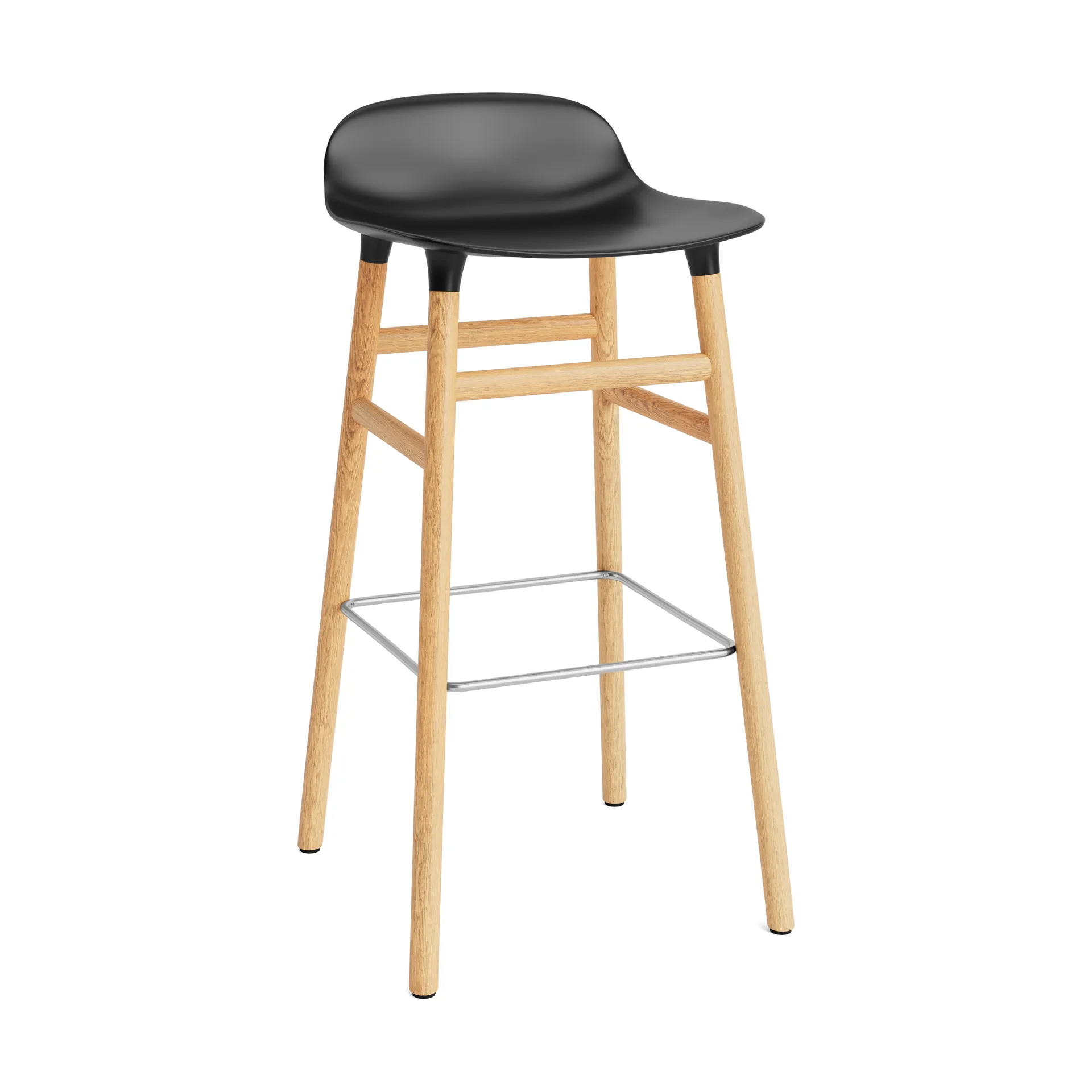 Form σκαμπό με δρύινα πόδια 75 cm, Μαύρο Normann Copenhagen