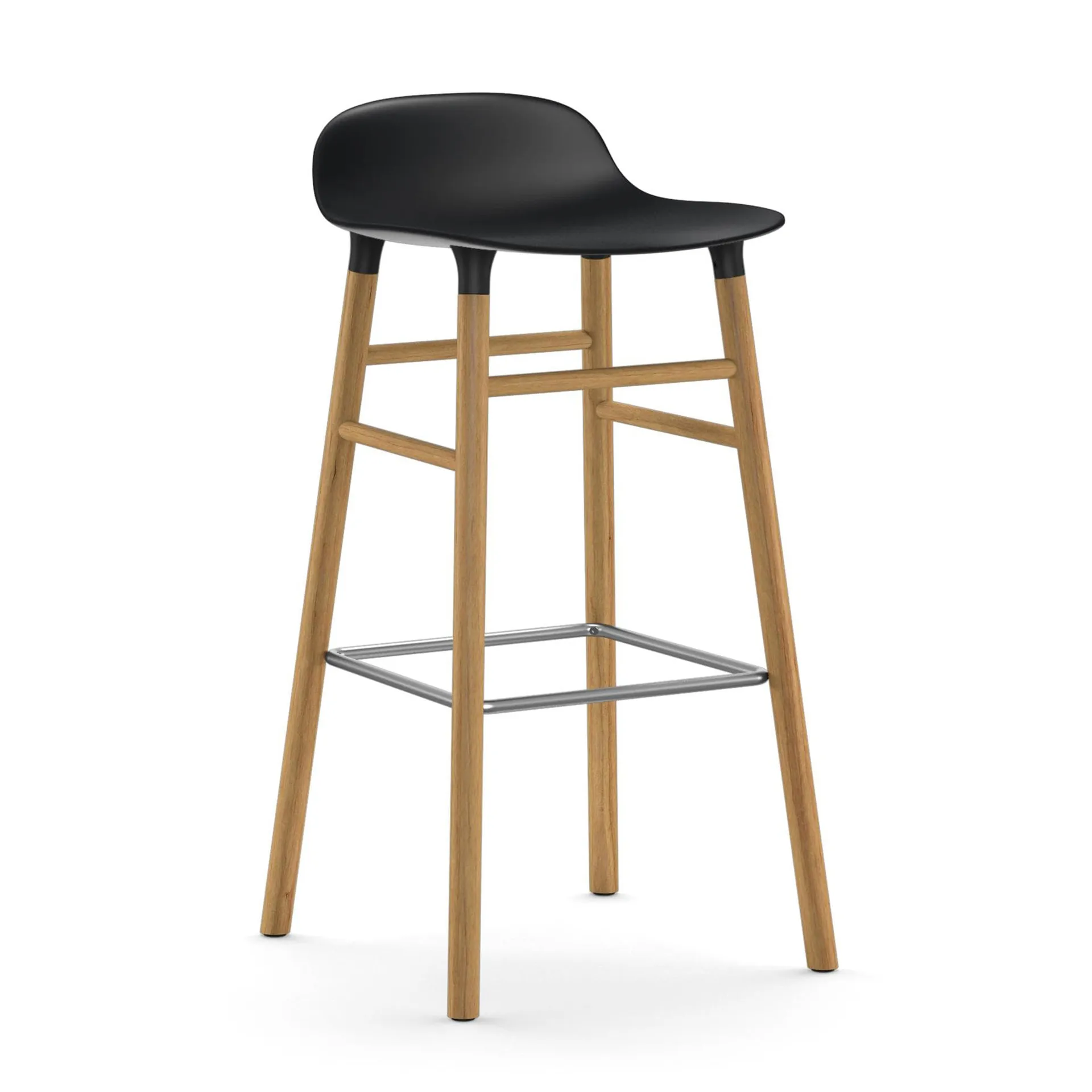Form σκαμπό με δρύινα πόδια 75 cm, Μαύρο Normann Copenhagen
