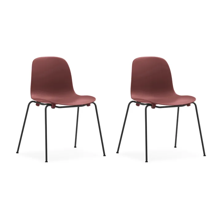 Form Chair στοιβαζόμενη καρέκλα με μαύρα πόδια 2 τεμαχίων, Κόκκινο - Normann Copenhagen