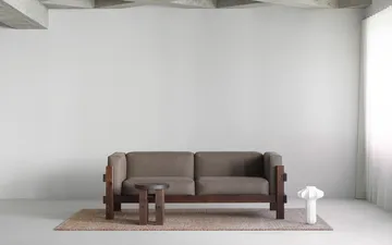 Kube καναπές - Καφέ-βαμμένη πεύκη-ύφασμα Remix 223 Beige, 220 cm - Normann Copenhagen