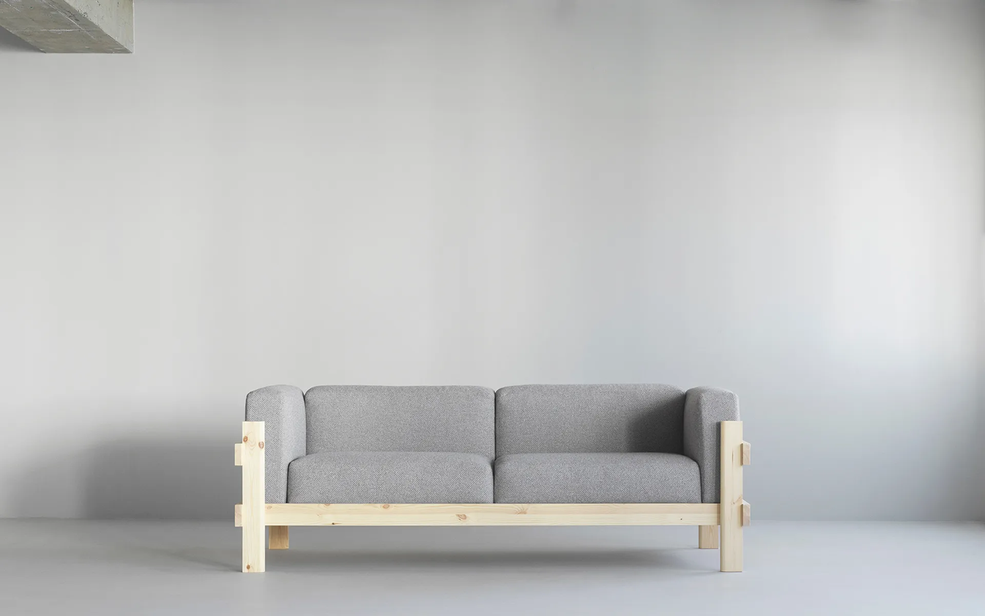 Kube καναπές, Βαμμένη πεύκη-ύφασμα Remix 223 Beige, 220 cm Normann Copenhagen