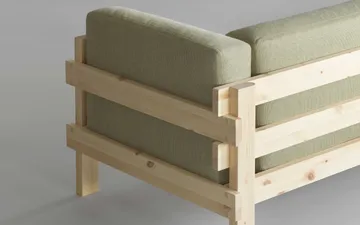 Kube καναπές - Βαμμένη πεύκη-ύφασμα Remix 223 Beige, 220 cm - Normann Copenhagen