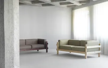 Kube καναπές - Βαμμένη πεύκη-ύφασμα Remix 223 Beige, 220 cm - Normann Copenhagen