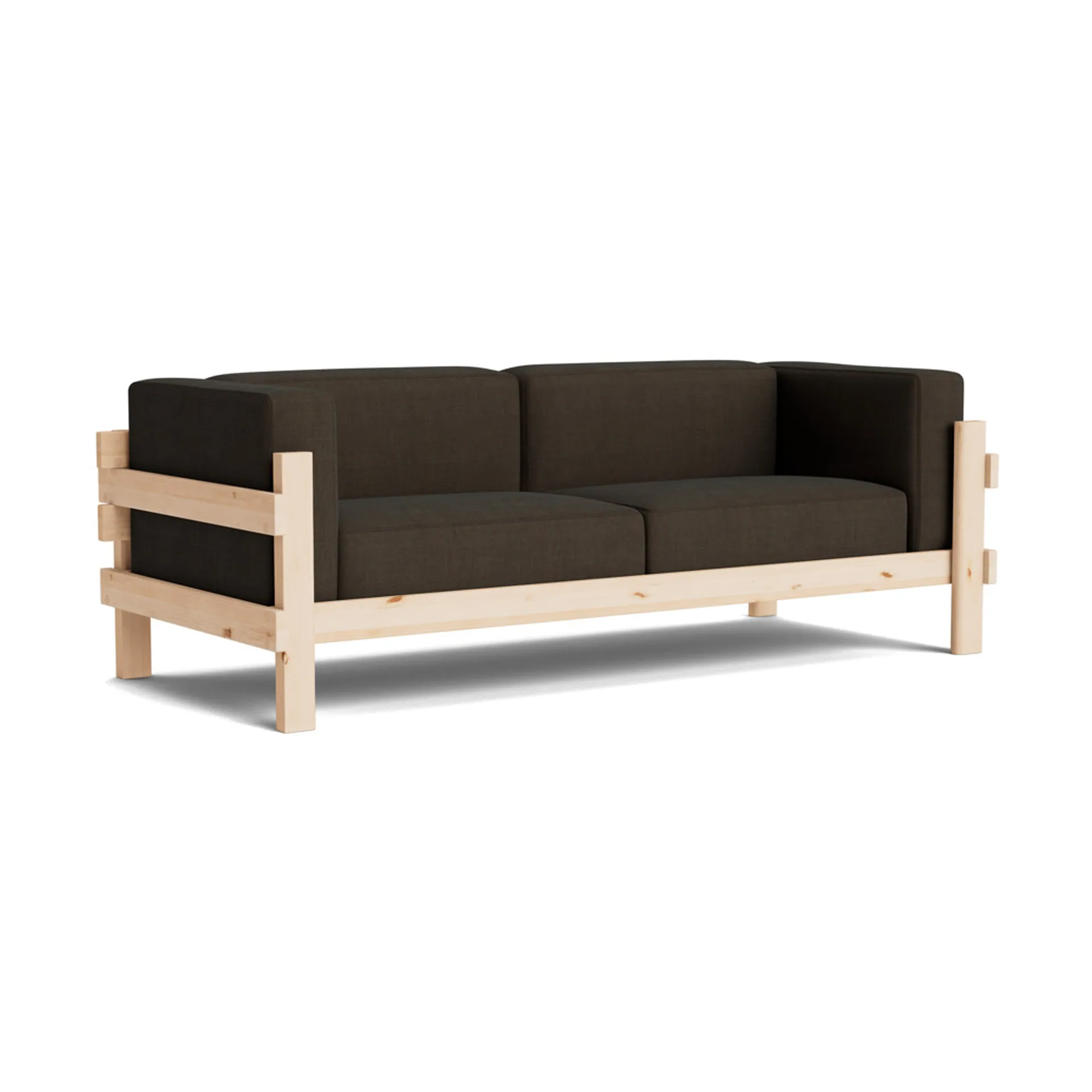 Kube καναπές, Λακαρισμένο πεύκο-ύφασμα Remix 356 Brown, 220 cm Normann Copenhagen