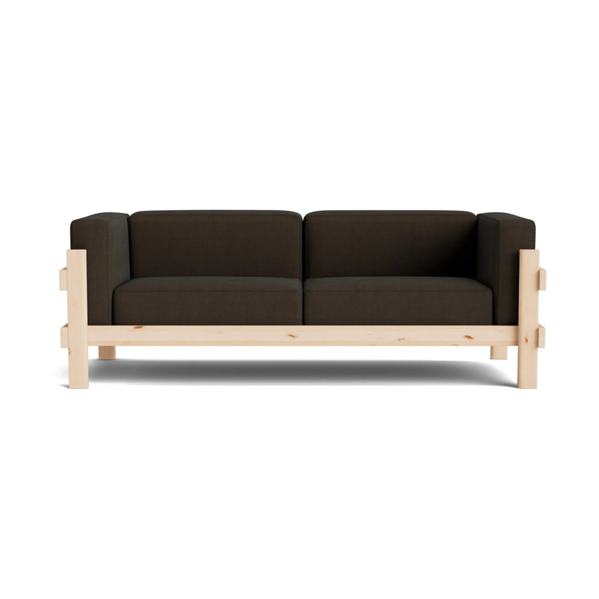 Kube καναπές, Λακαρισμένο πεύκο-ύφασμα Remix 356 Brown, 220 cm Normann Copenhagen