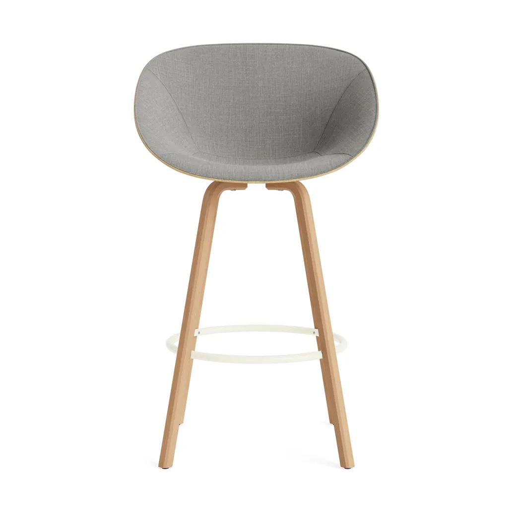 Mat Bar Armchair πολυθρόνα με μπράτσα επενδυμένη πρόσοψη 75 cm, Remix 133-hemp-beech-cream steel Normann Copenhagen