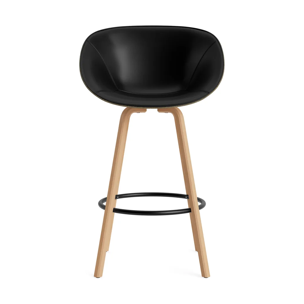Mat Bar Armchair πολυθρόνα με μπράτσα επενδυμένη πρόσοψη 75 cm, Ultra 41599-seaweed-beech-black steel Normann Copenhagen