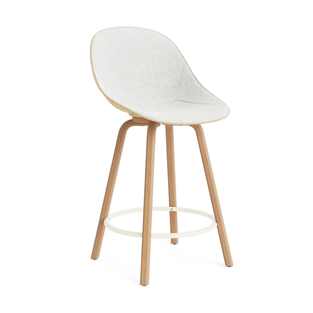 Mat Bar Chair σκαμπό με επένδυση στο μπροστινό μέρος 65 cm, Hallingdal 110-hemp-beech-cream steel Normann Copenhagen