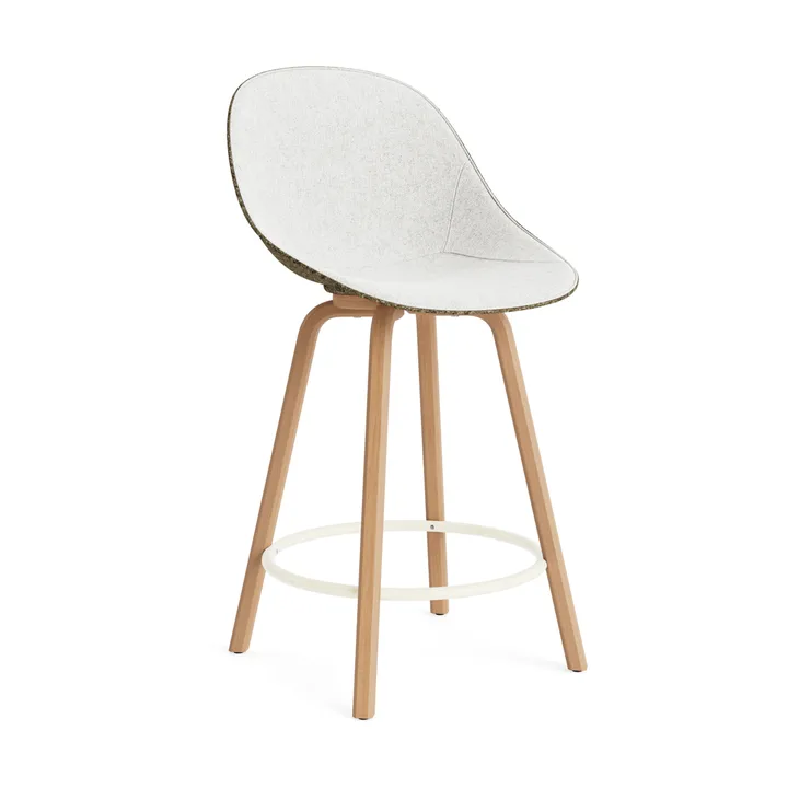 Mat Bar Chair σκαμπό με επένδυση στο μπροστινό μέρος 65 cm - Hallingdal 110-seaweed-beech-cream steel - Normann Copenhagen