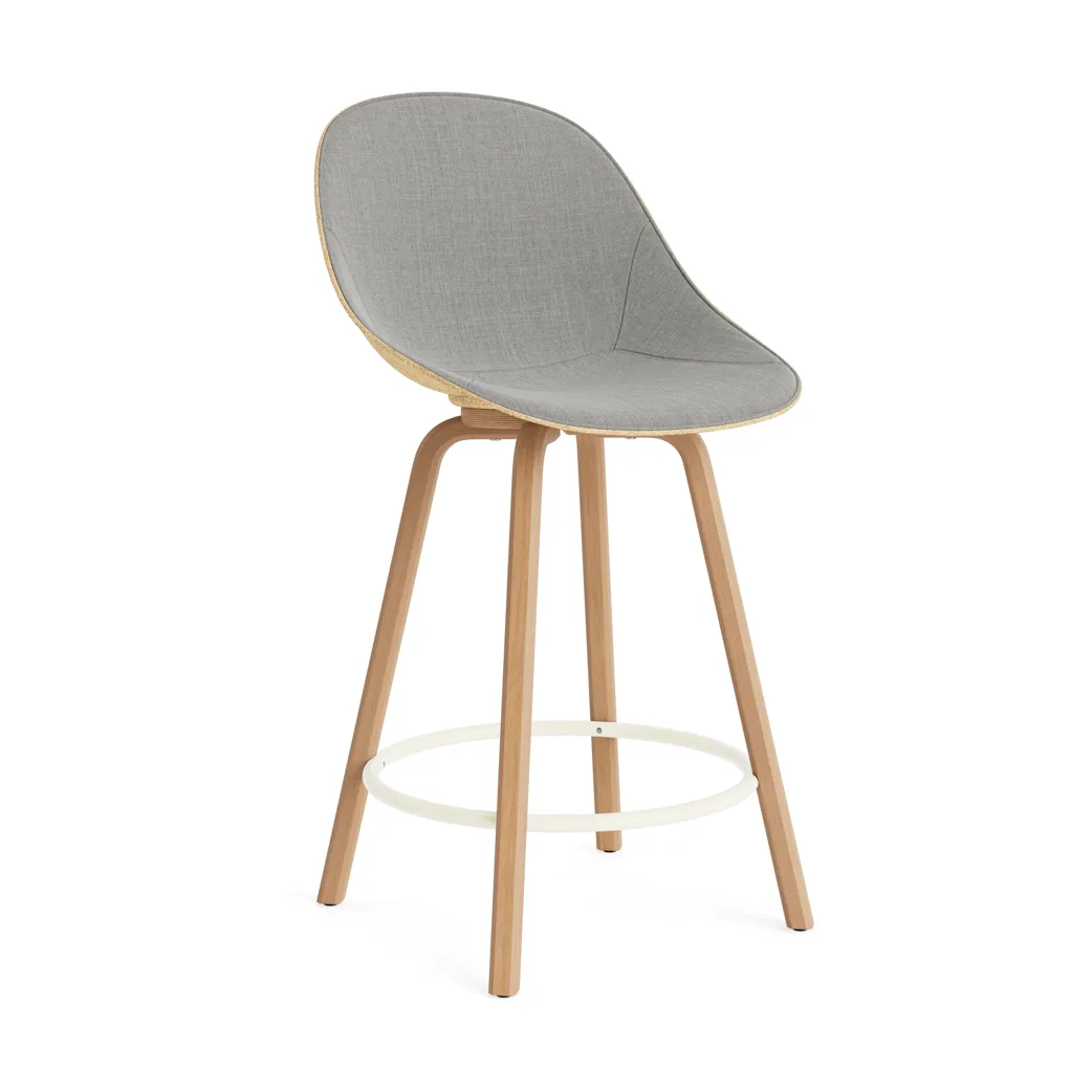 Mat Bar Chair σκαμπό με επένδυση στο μπροστινό μέρος 65 cm, Remix 133-hemp-beech-cream steel Normann Copenhagen