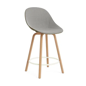 Mat Bar Chair σκαμπό με επένδυση στο μπροστινό μέρος 65 cm - Remix 133-seaweed-beech-cream steel - Normann Copenhagen