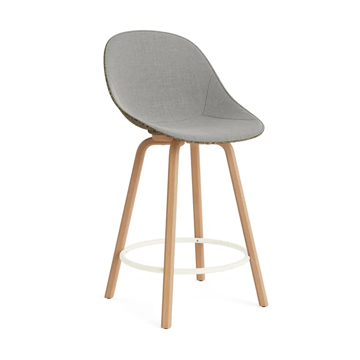 Mat Bar Chair σκαμπό με επένδυση στο μπροστινό μέρος 65 cm - Remix 133-seaweed-beech-cream steel - Normann Copenhagen