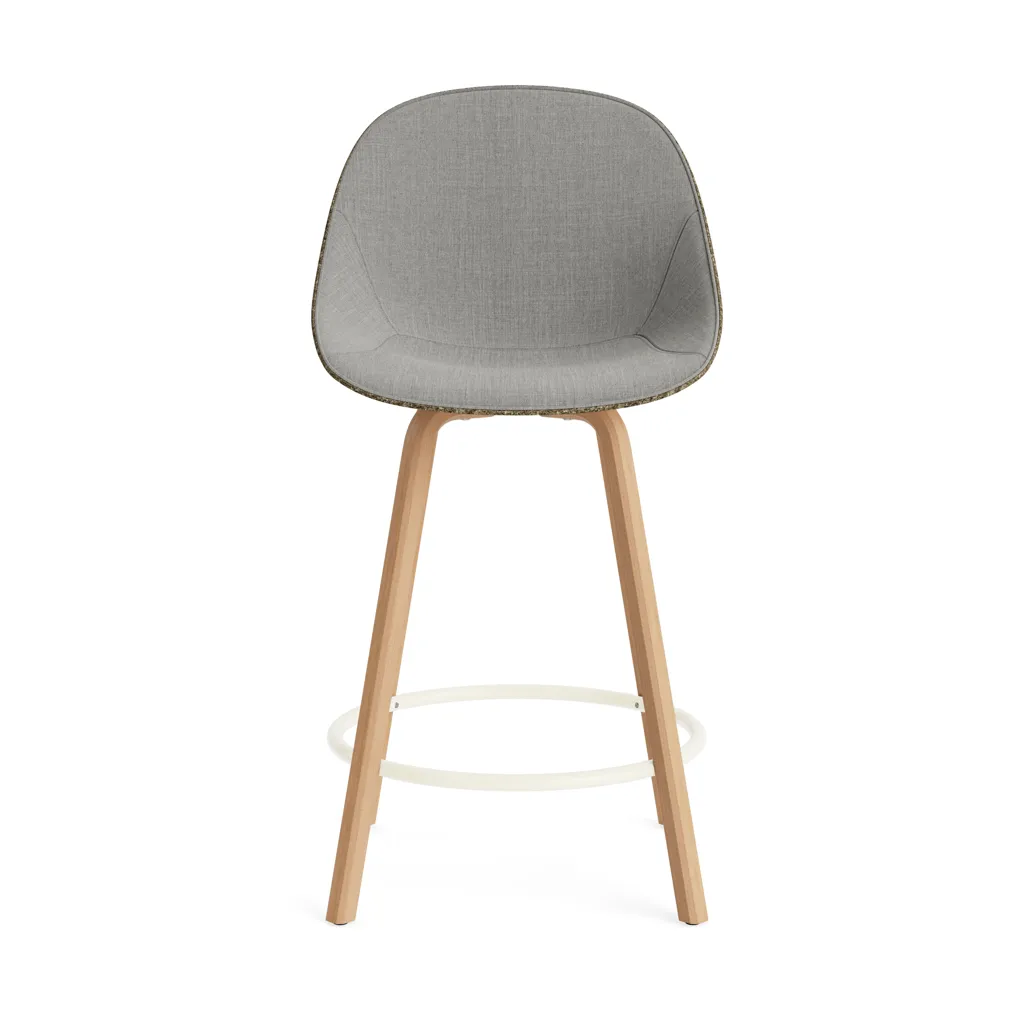 Mat Bar Chair σκαμπό με επένδυση στο μπροστινό μέρος 65 cm, Remix 133-seaweed-beech-cream steel Normann Copenhagen
